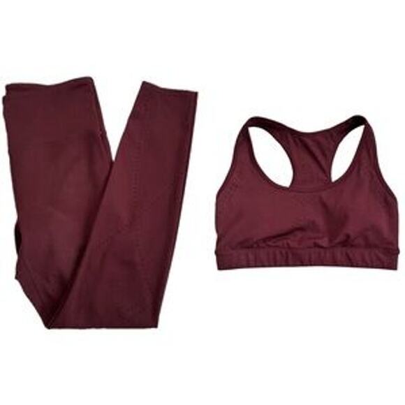 JoyLab Pants - JoyLab Workout Set - 7/8 High Waisted Leggings and Sport Bras Royal Burgundy S